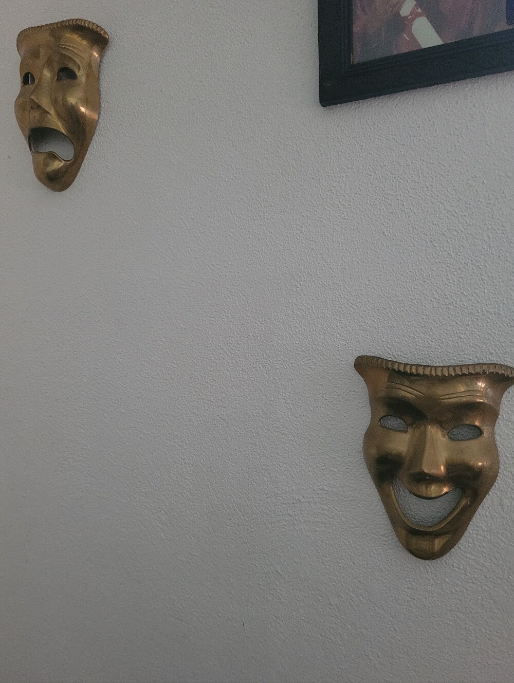 Decorative Bronze Gold Theater Mask Wall Accent - Set of 2